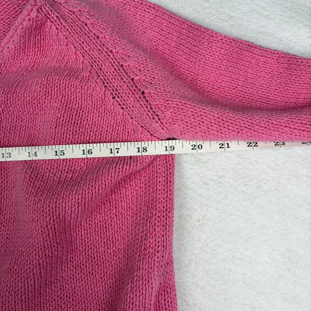 VTG Pierre Cardin Knit Cardigan Women's XL Pink Crop Linen Coquette Preppy Y2K - Picture 6 of 13